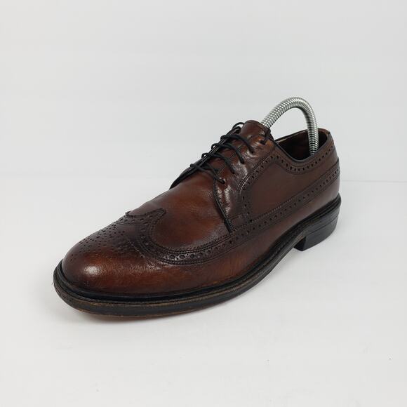 Freeman Free-Flex Mens Size 8.5 D Brown Leather Wingtip Oxford Formal Dress Shoe - Picture 2 of 13